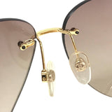 Chanel CC Logo Aviator Rhinestone Brown Tinted Gold Sunglasses