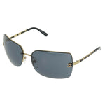 Chanel Black Gold CC Logo Navy Tinted Sunglasses 4112