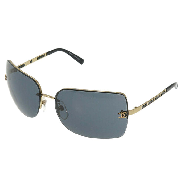 Chanel Black Gold CC Logo Navy Tinted Sunglasses 4112