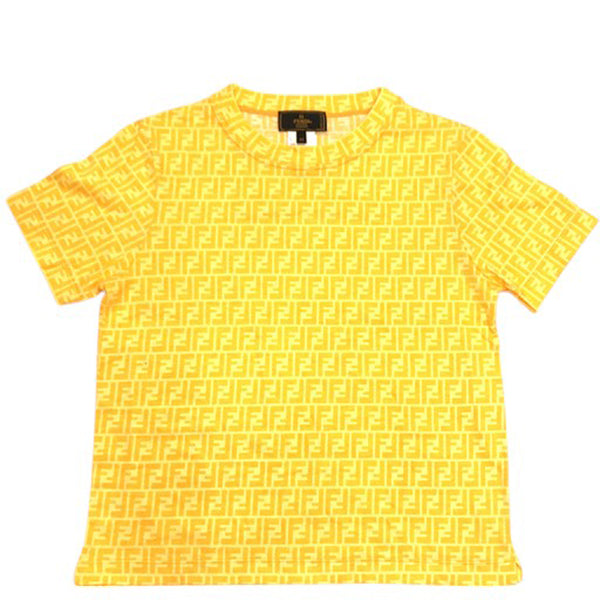 Fendi Zucca Monogram Logo Yellow Orange T Shirt
