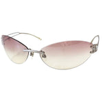 Chanel CC Logo Swarovski Rhinestone Pink Tinted Silver Rimless Sunglasses 4049-B