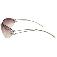 Chanel CC Logo Swarovski Rhinestone Pink Tinted Silver Rimless Sunglasses 4049-B