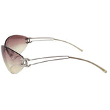 Chanel CC Logo Swarovski Rhinestone Pink Tinted Silver Rimless Sunglasses 4049-B