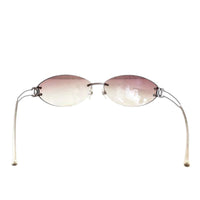 Chanel CC Logo Swarovski Rhinestone Pink Tinted Silver Rimless Sunglasses 4049-B