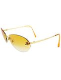 Chanel Gold CC Logo Orange Tinted Sunglasses 4013