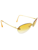 Chanel Gold CC Logo Orange Tinted Sunglasses 4013