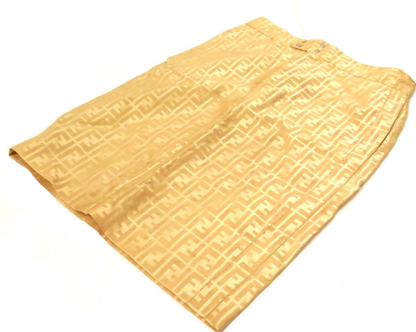 Fendi Yellow Beige Zucca Monogram Skirt