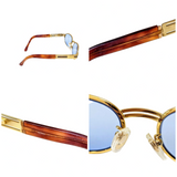 Fendi Gold Tortoise Blue Tinted Logo Sunglasses