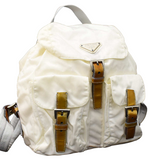 Prada Sport White Nylon Logo Shoulder Rucksack Bag Backpack