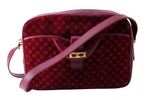 Celine Macadam Suede Bordeaux Red Shoulder Bag