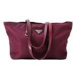 Prada Bordeaux Red Nylon Logo Tote Bag
