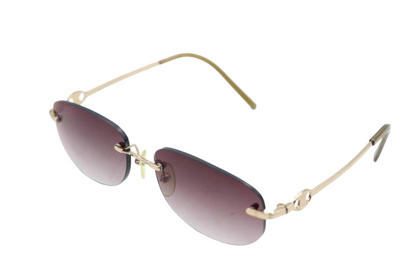 Celine Gold Brown Red Tinted Oval Sunglasses