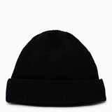 Prada Black Logo Cashmere Wool Beanie Hat