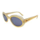 Chanel Cream Gold CC Logo Oval Sunglasses