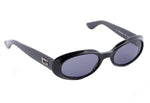 Gucci Black Oval Blue Tinted Silver Logo Sunglasses 2419