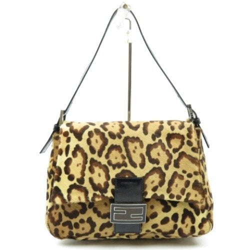 Fendi Mamma Leopard Jaguar Pattern Pony Hair Shoulder Bag