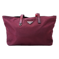 Prada Bordeaux Red Nylon Logo Tote Bag