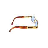 Fendi Gold Tortoise Blue Tinted Logo Sunglasses