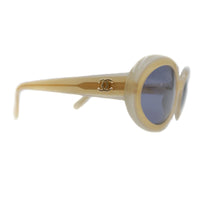 Chanel Cream Gold CC Logo Oval Sunglasses