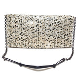 Prada White Sequin Logo Mini Chain Hand Bag