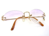 Fendi Rhinestone Pink Gold Rimless Oval Sunglasses FE 9203