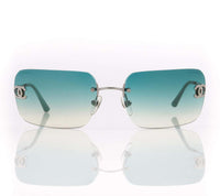 Chanel Rhinestone Teal Blue Tinted Sunglasses 4017-D