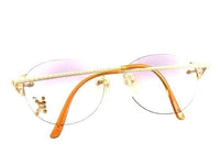 Fendi Rhinestone Pink Gold Rimless Oval Sunglasses FE 9203