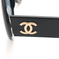 Chanel Black Oval Gold CC Logo Sunglasses 0014