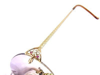 Fendi Rhinestone Pink Gold Rimless Oval Sunglasses FE 9203