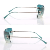 Chanel Rhinestone Teal Blue Tinted Sunglasses 4017-D