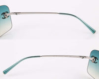 Chanel Rhinestone Teal Blue Tinted Sunglasses 4017-D