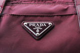 Prada Bordeaux Red Nylon Logo Tote Bag