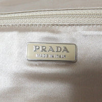 Prada White Sequin Logo Mini Chain Hand Bag