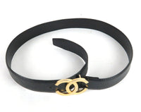 Chanel Calf Leather CC Logo Black Waist Belt - Undothedone