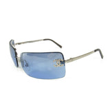 Chanel CC Logo Silver Blue Tinted Rhinestone Sunglasses 4104-B