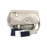 Prada Silver Gray Logo Shoulder Bag