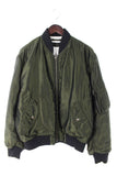 Haider Ackermann Olive Satin Ma-1 Draped Bomber Jacket - Undothedone