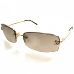 Chanel Rhinestone CC Logo Brown Tinted Gold Sunglasses - Undothedone