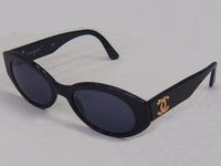 Chanel Blue Tinted CC Gold Logo Sunglasses - Undothedone