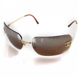 Chanel CC Logo Gold Brown Tinted Rhinestone Swarovski Sunglasses - Undothedone