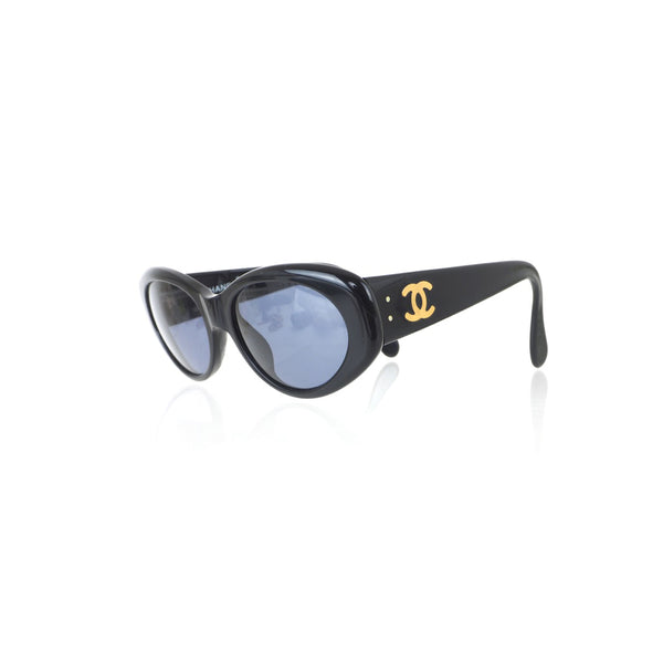 Chanel Gold CC Logo Oval Black Sunglasses 05974
