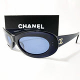 Chanel Gold CC Logo Blue Tinted Oval Sunglasses 5007