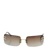 Chanel CC Logo Gold Brown Tinted Rhinestone Sunglasses 4104-B