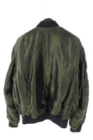 Haider Ackermann Olive Satin Ma-1 Draped Bomber Jacket - Undothedone