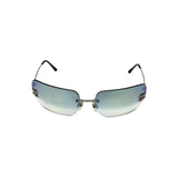 Chanel CC Logo Silver Aqua Blue Tinted Rhinestone Sunglasses 4017 - Undothedone