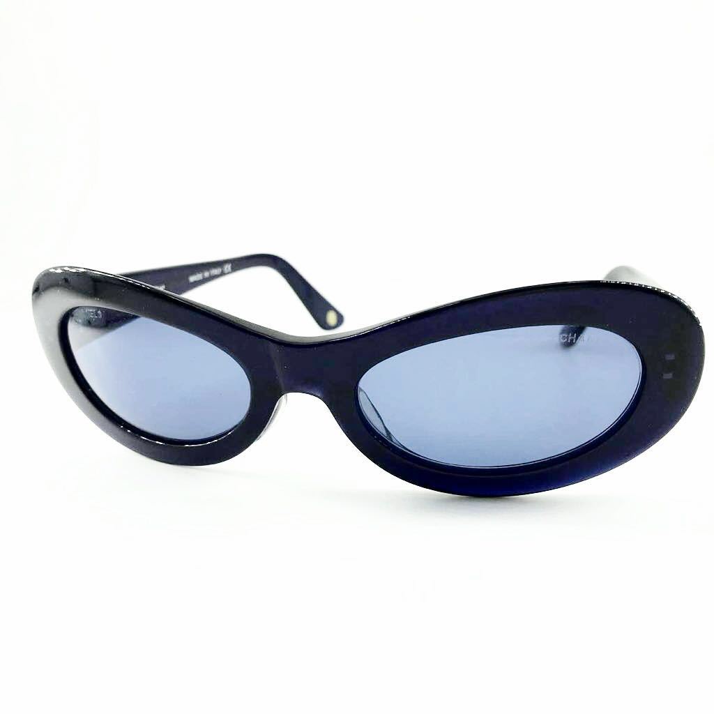 CHANEL Sunglasses Cateye 58/16 140 Blue Ribbon Coco Mark Logo Unused T1372