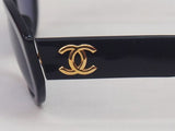 Chanel Blue Tinted CC Gold Logo Sunglasses - Undothedone