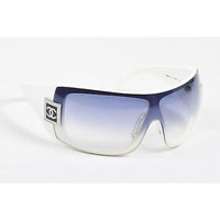 Chanel Swarovski CC Logo White Blue Tinted Sunglasses