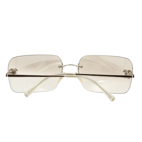 Chanel 4017-D Crystal CC Logo Rimless Sunglasses Clear