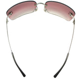 Chanel Rhinestone Rose Red Tinted Silver Sunglasses 4017-D